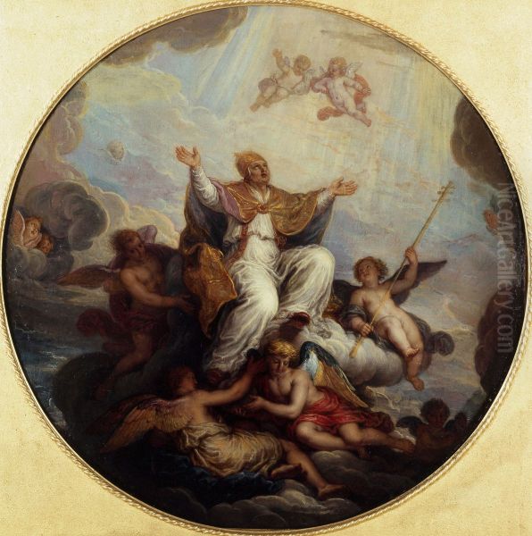 Saint Gregoire enleve au ciel, esquisse pour la coupole de la chapelle Saint-Gregoire de l'eglise des Invalides - view 1