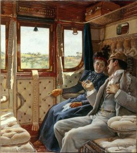 Couple dans un compartiment de train Couple dans un compartiment de train