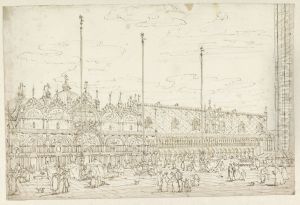 The Piazza San Marco with Basilica and Palazzo Ducale, Venice by Bernardo Bellotto