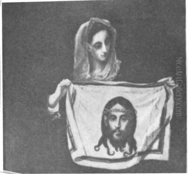 Veronica holding the Veil - view 1