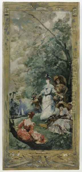 Esquisse pour la galerie Lobau de l'Hotel de Ville de Paris : Fete champetre aux environs de Paris - view 1