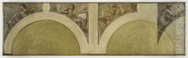 Esquisse pour le salon des Arts de l'Hotel de Ville de Paris : La peinture, la sculpture, l'architecture, la gravure en taille douce - view 1