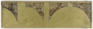 Esquisse pour le salon des Arts de l'Hotel de Ville de Paris : La gravure de medailles. L'orfevrerie. Le chant. La musique. by Theobald Chartran