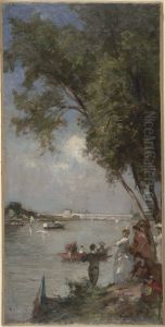 Esquisse pour le salon des Arts de l'Hotel de Ville de Paris : La Seine au Bas-Meudon Esquisse pour le salon des Arts de l'Hotel de Ville de Paris : La Seine au Bas-Meudon