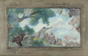 Esquisse pour l'Hotel de Ville de Paris : Les Sages by Victor Prouve