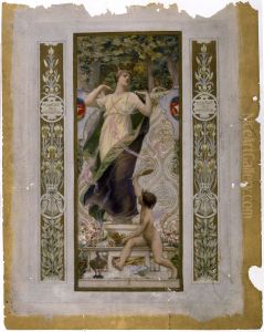 Esquisse pour l'escalier des Fetes de l'Hotel de ville de Paris : La Toilette feminine by Luc-Olivier Merson