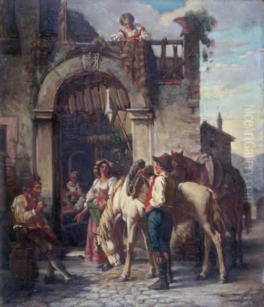 La halte des chevaux a l'auberge - view 1