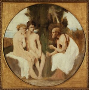 Philetas instruisant Daphnis et Chloe by Jules-Elie Delaunay