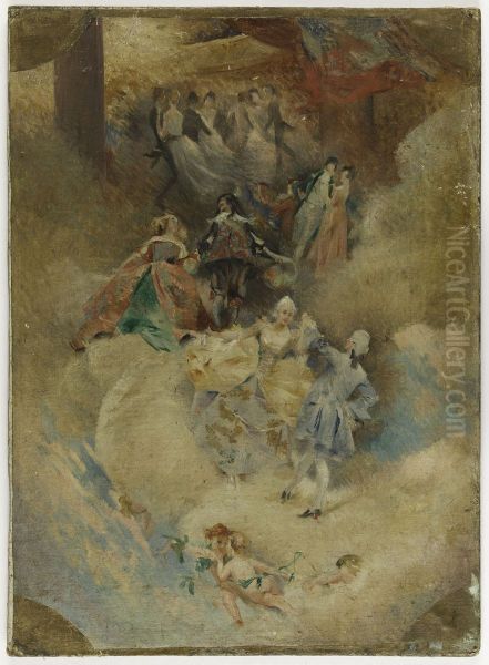 Esquisse pour la salle des fetes de l'Hotel de Ville de Paris : La Peinture a travers les ages - La Danse a travers les ages - view 1
