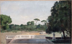 Jardins de la Villa Borghese vus depuis la Villa Medicis a Rome by Jean-Jacques Henner