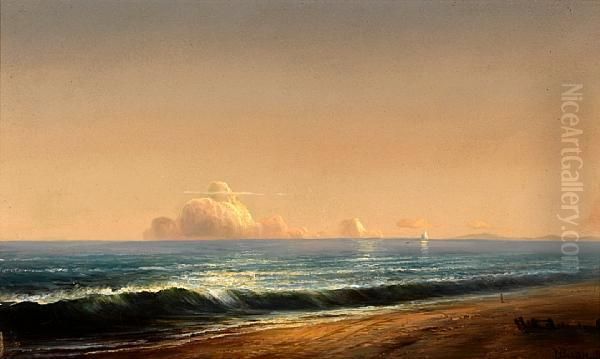 Calm Day On The Shore With Clouds In The Distance - view 1