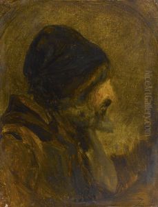 Tete d'homme d'apres Rembrandt by Felix Ziem