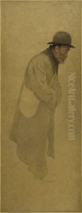 La Bouchee de pain : vieil homme coiffe d'un chapeau melon, une besace en bandouliere La Bouchee de pain : vieil homme coiffe d'un chapeau melon, une besace en bandouliere