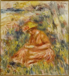 Femme lisant dans un paysage by Pierre Auguste Renoir