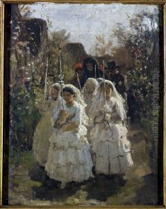 Les communiantes a Courrieres by Jules Breton