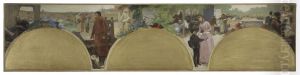 Esquisse pour l'Hotel de Ville de Paris : Histoire de l'ecriture, temps modernes by Fernand Cormon