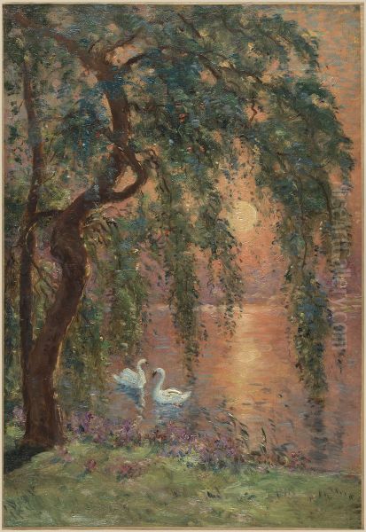 Esquisse pour la mairie de Joinville-le-Pont : Le lac d'amour - le saule pleureur - view 1