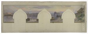 Esquisse pour la mairie d'Asnieres : Paysage de bord de Seine by Paul Schmitt