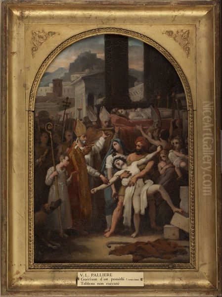Esquisse pour l'eglise Saint-Gervais : Guerison d'un possede lors de la translation des corps de saint Gervais et de saint Protais - view 1