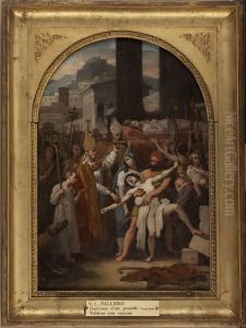 Esquisse pour l'eglise Saint-Gervais : Guerison d'un possede lors de la translation des corps de saint Gervais et de saint Protais