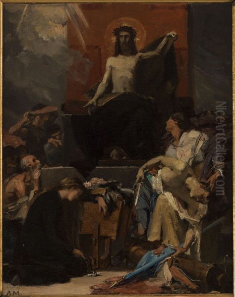 Esquisse pour l'eglise Saint-Nicolas-des-Champs : Le Christ Redempteur, Le Christ appelle a lui les affliges - view 1