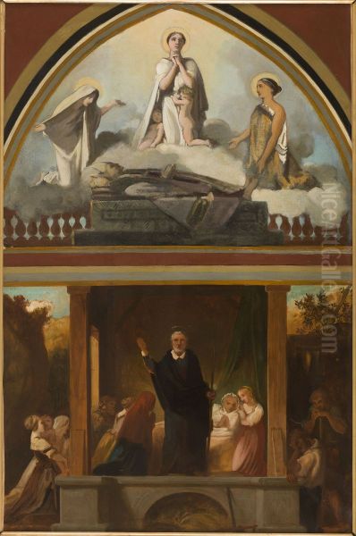 Esquisse pour l'eglise Saint-Severin : Les courses apostoliques de saint Francois de Sales - L'apotheose de saint Francois de Sales - view 1