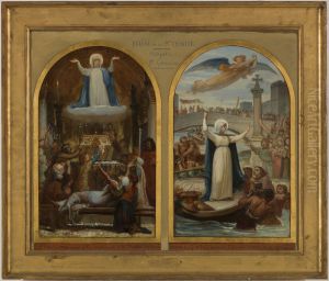 Esquisse pour l'eglise de La Trinite : Les Malheureux et les pauvres implorent sainte Genevieve intercesseur - sainte Genevieve ravitaille la Ville affamee pendant le siege de Paris par Clovis by Felix-Joseph Barrias