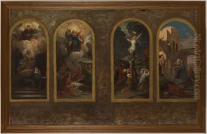 Esquisse pour l'eglise Notre-Dame-de-la-Croix : L'Annonciation - L'Assomption - Stabat Mater - La Visitation by Jules Machard