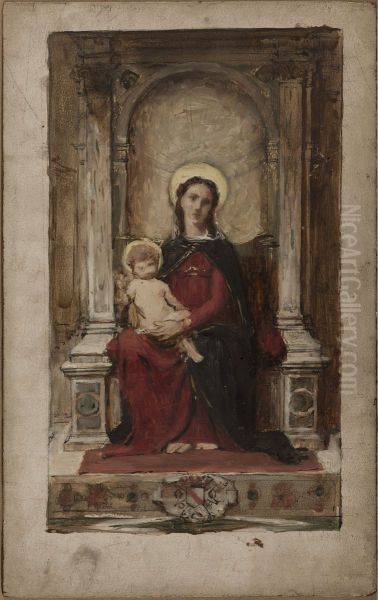 Vierge a l'Enfant, esquisse pour un tableau d'autel destine a la chapelle des ducs de Beaufort-Spontin au chateau de Petchau (Boheme) - view 1