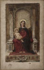 Vierge a l'Enfant, esquisse pour un tableau d'autel destine a la chapelle des ducs de Beaufort-Spontin au chateau de Petchau (Boheme)