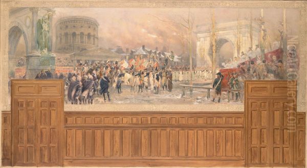 Reception par la municipalite de Paris, a la barriere de la Villette, des troupes revenant de Pologne, apres la campagne de 1806-1807. - view 1