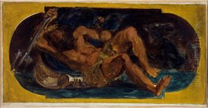 Neptune apaisant les flots : Esquisse pour le salon de la Paix a l'Hotel de Ville de Paris by Eugene Delacroix