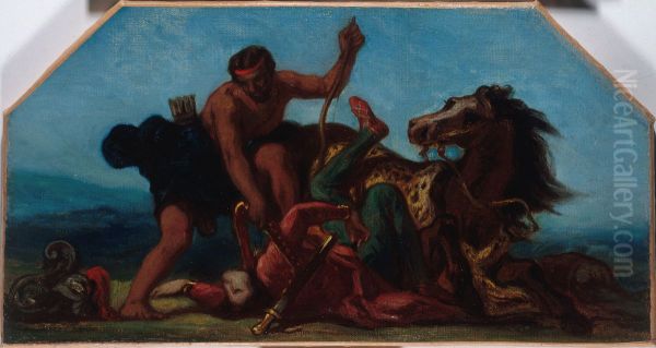 Esquisse pour le salon de la Paix a l'Hotel de Ville de Paris : Hercule vainqueur d'Hippolyte, reine des Amazones - view 1