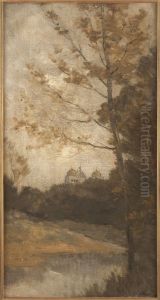 Esquisse pour l'escalier des fetes de l'Hotel de Ville de Paris : Le parc Montsouris by Auguste Pointelin