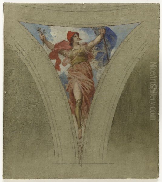Esquisse pour l'escalier des fetes de l'Hotel de Ville de Paris : La chanson patriotique - view 1