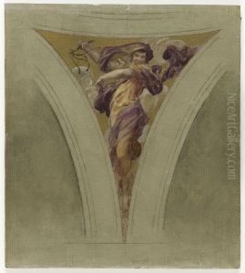 Esquisse pour l'escalier des fetes de l'Hotel de Ville de Paris : La chanson satirique by Francois Schommer