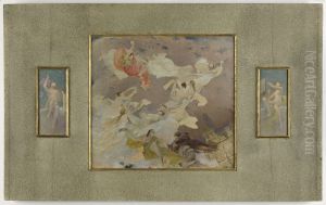 Esquisse pour le salon des Lettres de l'Hotel de Ville de Paris : La Meditation (plafond lateral) by Jules Lefebvre