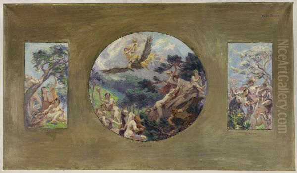 Esquisse pour la salle a manger de l'Hotel de Ville de Paris : Les Fruits - L'Ambroisie - Les Fleurs (plafond) - view 1
