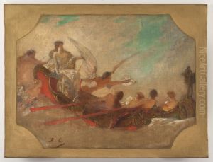 Esquisse pour la salle des fetes de l'Hotel de Ville de Paris : La Ville de Paris conviant le monde a ses fetes by Jean-Joseph Benjamin-Constant