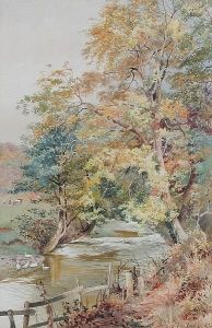 A Wooded Stream With Ducks by Thomas Bushby