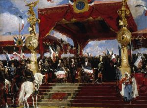 La distribution des drapeaux a Longchamp le 14 juillet 1880