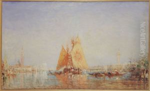 Venise, Trabaccolo a la voile jaune by Felix Ziem