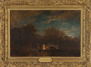 Venise, la sortie du Jardin francais au crepuscule by Felix Ziem