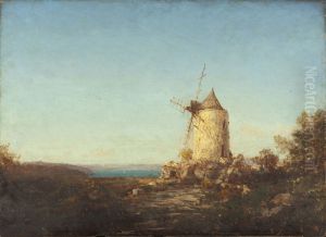 Moulin de Saint-Mitre, pres de Martigues by Felix Ziem