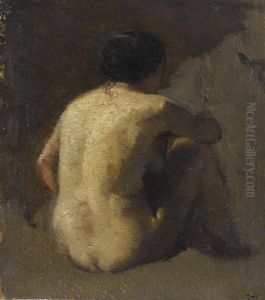 Femme nue assise, vue de dos by Felix Ziem
