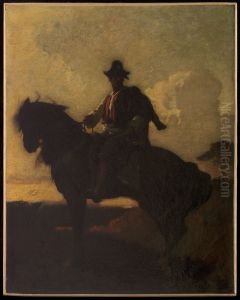 Berger a cheval dans la campagne de Rome by Francois Chifflart