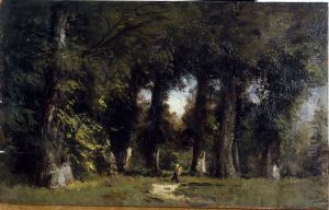 Lisiere de foret (au recto), Paysage anime (au revers) by Felix Ziem