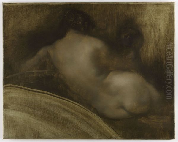Esquisse pour le salon des Sciences de l'Hotel de Ville de Paris : femme nue de dos, figure d'ecoincon - view 1