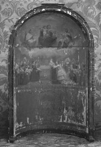 Maquette pour la chapelle de la maison de l'education des jeunes ouvrieres: l'Imperatrice mettant l'oeuvre des jeunes ouvrieres sous la protection de la Vierge, de saint Vincent-de-Paul et de sainte Genevieve by Felix-Joseph Barrias