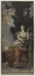 Esquisse pour la salon des Lettres de l'Hotel de Ville de Paris : L'Histoire by Eugene Romain Thirion
